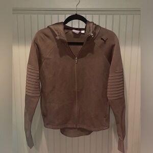 Puma Womens Military Green evoSTRIPE Full Zip Hoodie Jacket Size Small